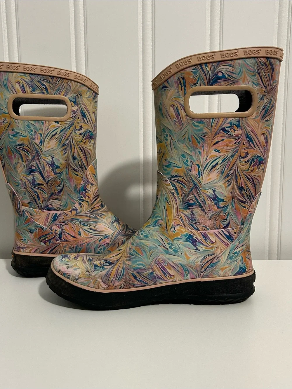 Bogs Marbled Multicolor Rain Boots pink purple